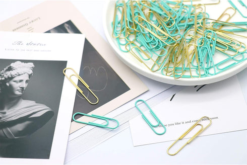 Gold Blue Binder Clips and Paper Clips Set (3-in-1 Boxed), for Office School Supplies Teachers Classroom Daily use...