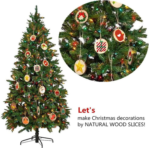 Natural Wood Slices TICIOSH Craft Unfinished Wood kit Predrilled with Hole Wooden Circles for DIY Crafts Wedding Decorations Christmas Ornaments A...
