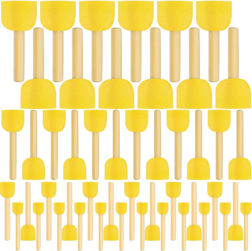 48 Pieces Round Sponges Brush Set, Round Sponge Brushes for Painting, Wooden Handle Foam Brush Sponge Painting Tools for Kids Painting Crafts...