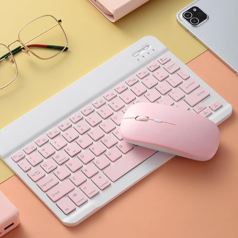 Wireless Keyboard and Mouse Combo, Cute Bluetooth Keyboard with Slicent Mouse, 3 Adjustable DPI, 2.4G USB Slim Keyboard Mouse Set for Windows for ...