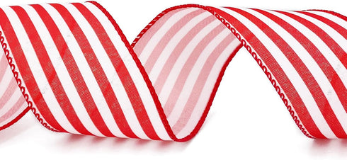 Ribbon Wired,2 1/2”x10 Yard,Red White Stripe Ribbon for Easter, Christmas, Wreath, Spring,Independence Day. Summer, Wedding, Baby Shower, Birthday...