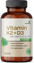 Futurebiotics Vitamin K2 (MK7) with D3 Supplement - Non-GMO Formula - 5000 IU Vitamin D3 & 90 mcg Vitamin K2 MK-7, 120 Vegetarian Capsules...