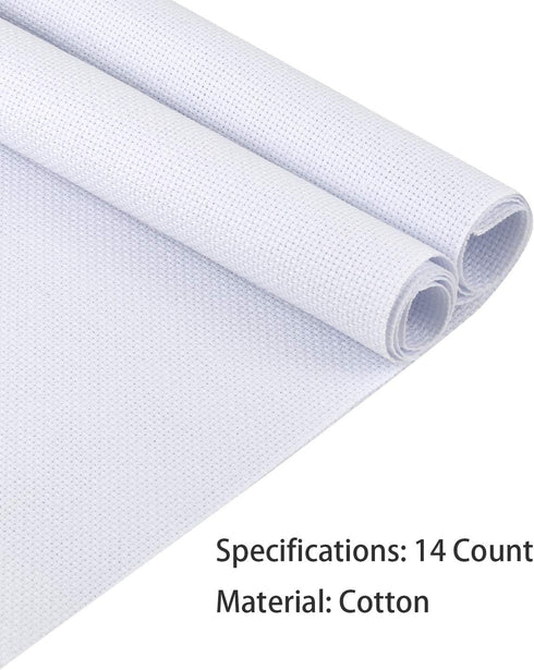 Pllieay 2 Pieces 14 Count Big Size White Aida Cross Stitch Fabric, Classic Reserve Aida Cloth, 19.6 x 21.6 Inch...