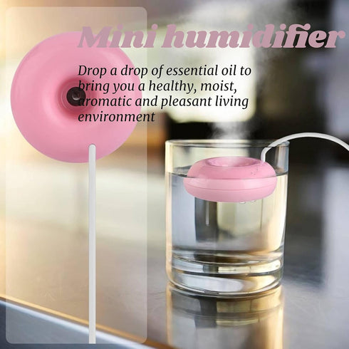 Mini Doughnut-Shaped humidifier, Portable USB powered Spray Humidifier, Atomization Spray Humidifier Floats on The Water for Home Bedroom Office C...