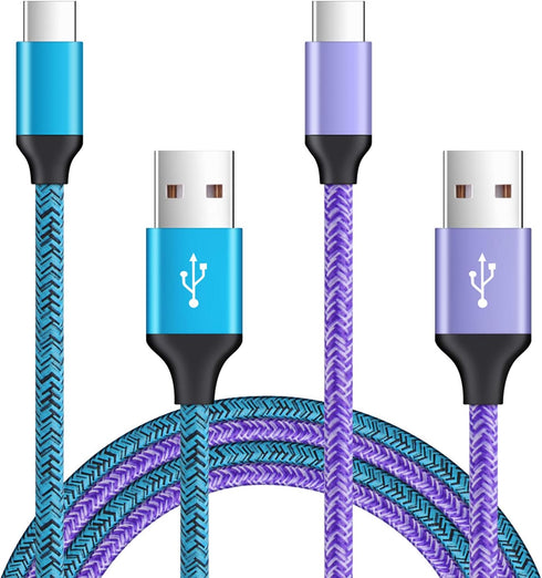 USB to USB C Cable 3A Fast Charging for iPhone 16e/16 Pro Max/16 Pro/16 Plus/16/15 Pro Max/15 Plus, 2Pack 6FT Braided C Charger Cord for Samsung G...