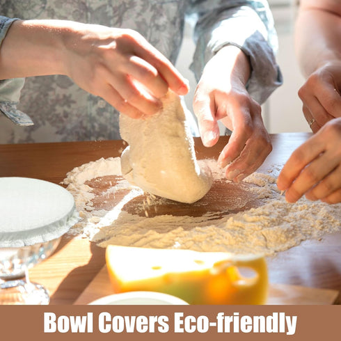 Patelai 10 Pieces Bowl Covers Reusable in 5 Size Stretch Cloth Fabric Bowl Covers Elastic Food Storage Covers Cotton Bread Bowl Covers Reusable Li...