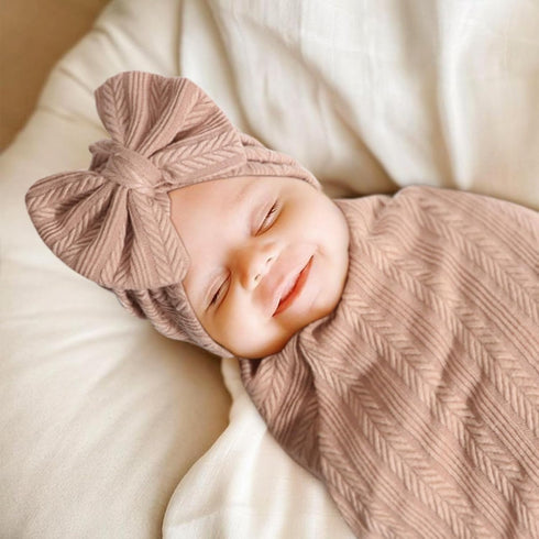 DRESHOW BQUBO Newborn Receiving Blanket Toddler Warm for Girls with Matching Bow Hat and Bow Headband Shower Gift...