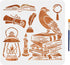 Crow Book Stencils Raven Stencil Feather Pen Magnifying Glass Kerosene Lamp Candle Pattern 11.8×11.8inch with Paint Brush for Wood Furniture Wall ...