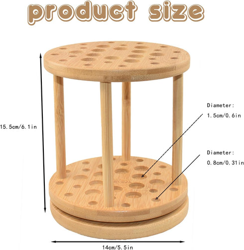 360 Rotating Paint Brush Holder Bamboo Paint Brush Tray Holder Rack-Large Capacity Watercolor Paint Brush Holder Display Stand and Organizer for D...