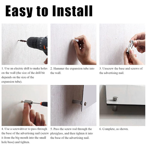 Luomorgo 12 Pcs 1" x 2" Stainless Steel Standoff Screws, Wall Sign Standoff Mounting Hardware Advertising Glass Standoff Nail for Hanging Acrylic ...