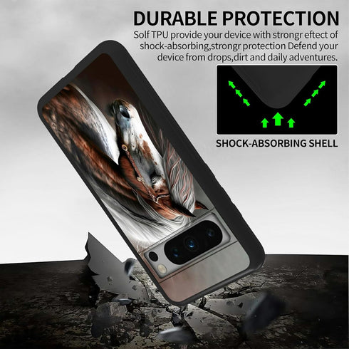 Horse Phone Case for Google Pixel 8 Pro, Slim Black Soft TPU Shockproof Protective Case for Pixel 8 Pro...