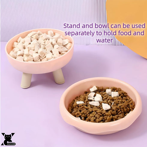 Elevated Cat Bowls, Combined 2 Bowls, Whisker Friendly Bowls for Cat. Sweet Donut Shaped (Pink)...