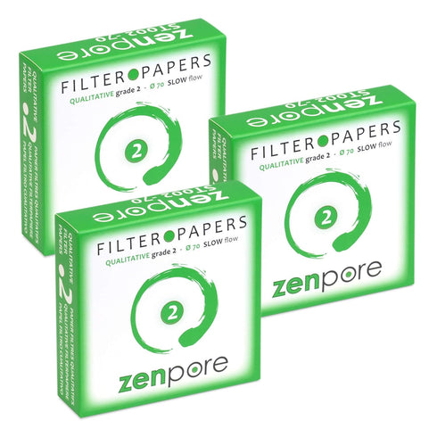 7 cm Lab Filter Paper, Standard Qualitative Grade 2 - ZENPORE Slow Flow 70 mm (Set of 3 x 100 Discs)...