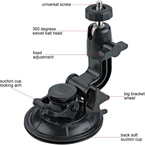 ASOCEA Action Camera Suction Cup Mount Windshield Camera Holder Tripod Adapter with Screw Compatible with Gopro Hero 11 10 9 8 7 6/AKASO EK7000/Br...