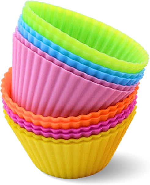 Silicone Baking Cups: Reusable Silicone Baking Cups, Non-Stick Muffin Liners, Cupcake Liner, Multicolor - 12 Pack...