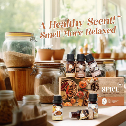 Autumn Spice Essential Oils Set, Fragrance Oil Gift Set for Oil Diffusers, Scented Oils for Soap Candle Making 6x10ml - Cinnamon, Nutmeg, Vanilla,...