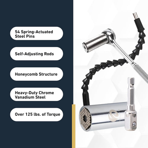 inZaynity Universal Socket Tool - Flexible Drill Bit Extension with Power Drill Adapter for Home Improvement, Construction, DIY, & Carpentry - Coo...