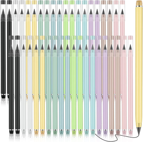 Marsui 40 Pcs Everlasting Pencil Forever Inkless Pencil Eternal with Eraser Aesthetic Reusable Pencil for Writing Drawing Home Office School Stude...