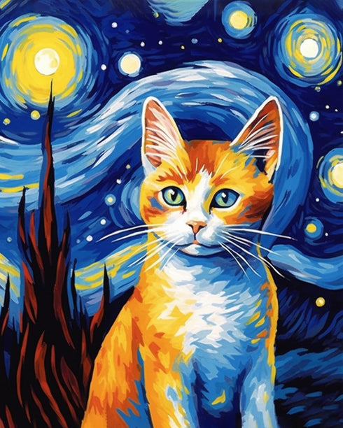 Rebotipy DIY Paint by Number Starry Night Paint by Numbers for Adults Cat Adult Paint by Numbers Kits on Canvas Abstract Style Paint by Numbers fo...