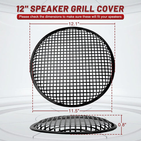 12" Speaker Grill Cover: Car Audio Speaker Grill Cover, Subwoofer Metal Mesh-Waffle Grill Cover Protector with Rubber Frame(Pack of 2)...