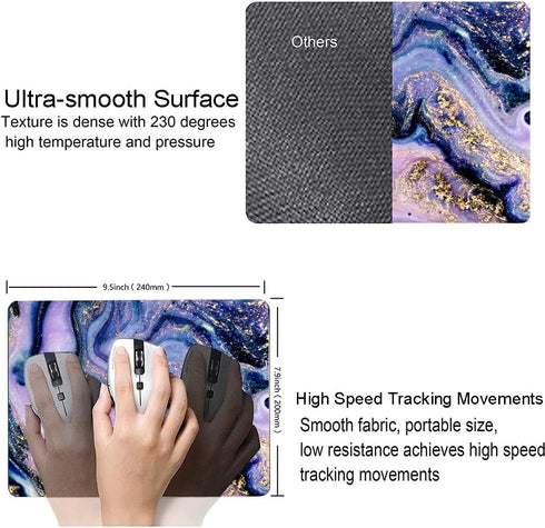 Mouse Pad, Purple Navy Gold Marble Mouse Pad, Premium-Textured Marbling Mouse Mat Square Waterproof Non-Slip Rubber Base Computer Mousepads for Of...