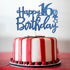 Royal Blue Glitter Happy 16th Birthday Cake Topper - 16 Sign Cake Topper - Cheers to 16 Years Party Supplies - 16th Birthday Party Decorations...