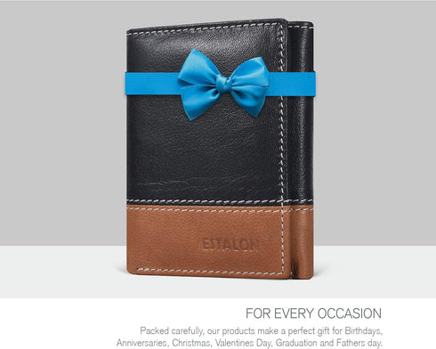 ESTALON Real Leather Trifold Wallet For Men-RFID Slim Tri Fold Wallets Minimalist 3 fold Credit Card Holder ID Window (Phantom)...
