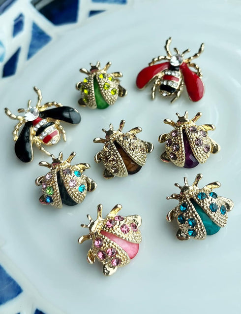 8 Pcs Fashion Cute Crystal Diamond Brooch Bees Ladybugs Insects Animal Brooches Girls Birthday & Christmas Gifts Graduation Gifts...