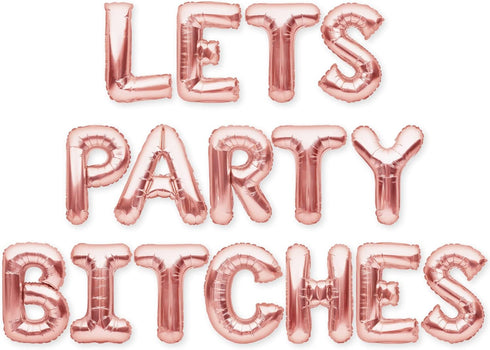 PartyForever Bachelorette Party Balloons Decorations Rose Gold 16 Inch Letters Banner - Bridal Shower Decorations Set...