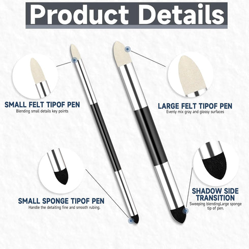 Artist Blending Sponge Pen Dual Tip Reusable Drawing Art Soft Pastel Blending Tools Washable Sketch Rubbing Sponge Brush for Artist Professional S...