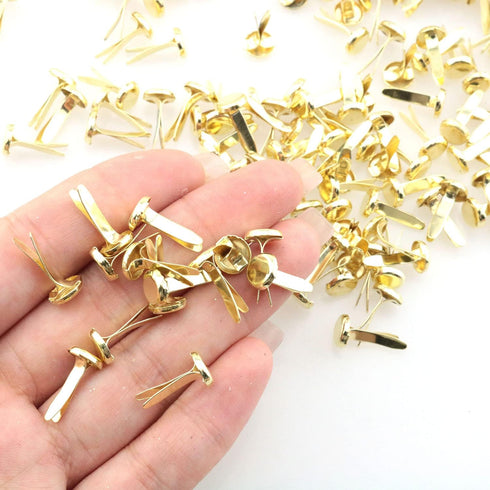 TAODAN 200pcs Paper Fasteners Gold Scrapbooking Brads Split Pins Butterfly Clips 8x17mm for Crafts Making...