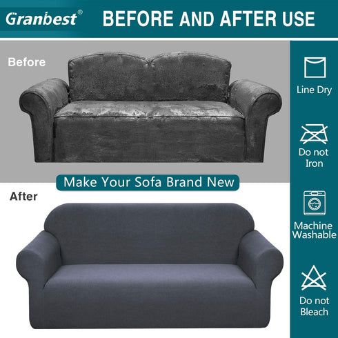 Granbest Premium Water Repellent Sofa Cover High Stretch Couch Slipcover Super Soft Fabric Couch Cover (Gray, Large)...