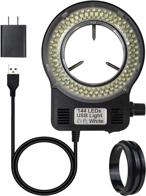 Microscope Light Microscope LED Ring Light Illuminator, Electronic Industry Microscope Ring Lamp 144 LED Bubbles for Lab Monocular Binocular Trino...