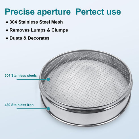 304 Stainless Steel Mesh Lab Sieve, 4(4.75mm) Mesh Aperture Test Sieve, 7.9Inch(20cm) Diameter Analysis Sample Test Sieves for Industrial Laborato...