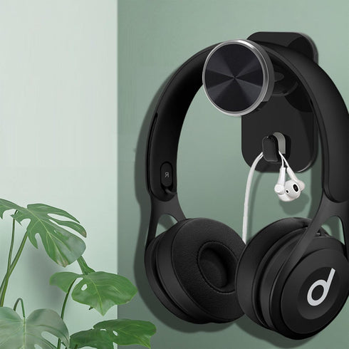 Headphone Stand - Adjustable Headset Wall Mount Holder Adhesive Gaming Headphone Hanger Hook Earphone Clamp for Most Headphone (Black-2Pack)...