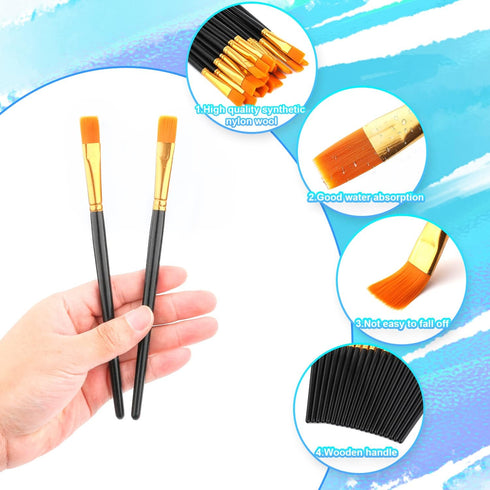 20pcs Flat Paint Brushes 0.5 Inch Wide, Watercolor Acrylic Paint Brushes Bulk Synthetic Nylon Oil Painting Brushes for Artists Professional Amateu...