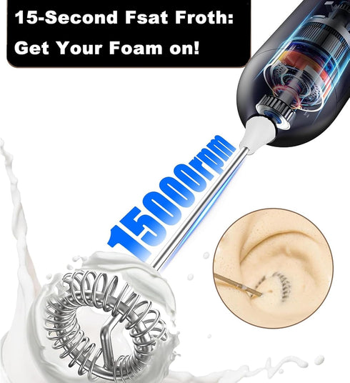 Milk Frother Rechargeable, Handheld Milk Frother, Electric Whisk Beater Foam Maker,USB Rechargeable Frother,Mini Drink Mixer and Coffee Blender Fr...