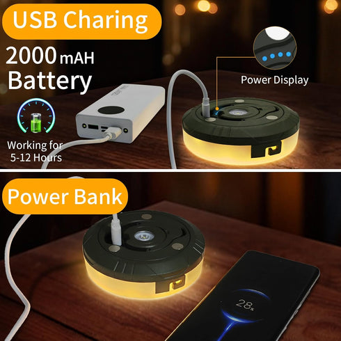 Camping String Lights 2 in 1 RGB & Warm String Lights 8 Lighting Modes Rechargeable String Lights Portable Camping Lights Camping Lantern Flashlig...