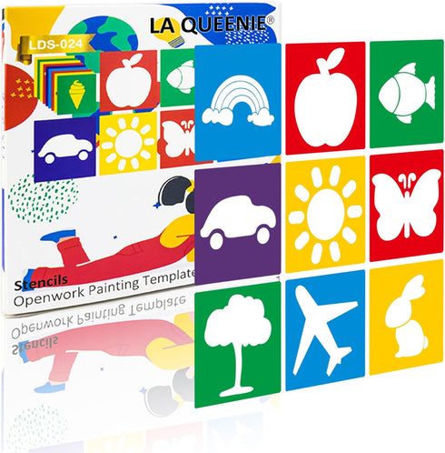 24 Pieces Stencils for Kids,Large Drawing Stencils Chalk Stencils,8 Inches Washable Shape Template Stencils Kit for Kids Crafts,Painting Drawing,S...