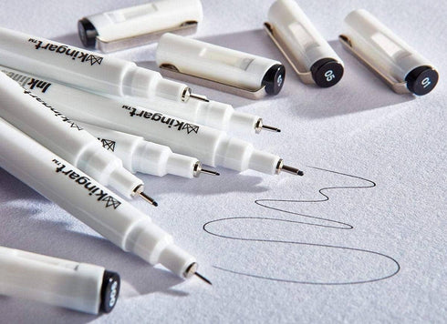 KINGART 430-10 PRO Inkline Black Micro Line & Precision Graphic Pens, 10 Assorted Nibs, BLACK Archival Waterproof Japanese Ink for Art, Illustrati...