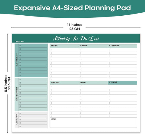 Weekly To Do List Notepad with 52 Tear Off Sheets?8.5"×11"?- Undated Weekly Desk Planner for Women & Man,Work and Home-Greenery Sway...