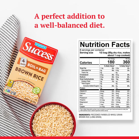 Success Boil-in-Bag Rice, Brown Rice, Quick and Easy Rice Meals, 14-Ounce Box...