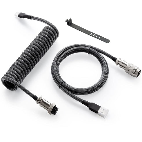 GUNMJO Pro Custom Coiled USB C Cable for Gaming Keyboard, Double-Sleeved Mechanical Keyboard Cable with Detachable Metal Aviator, 1.5M USB-C to US...