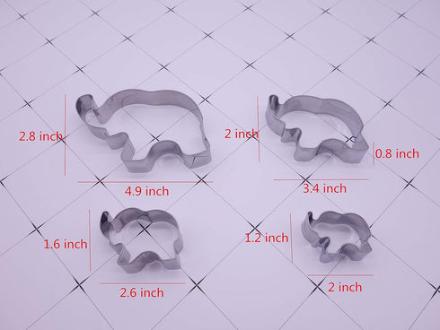 Elephant Cookie Cutter Set of 4 Counts Animal Biscuit Cutter Baby Shower Press Cookie Molds Stainless Steel Metal Fondant Cutter (Elephant Cookie ...