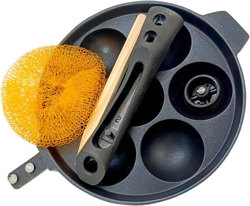 DBY Appam Pan Non Stick Appam Patra Aluminium Appachatty Paniyaram Pan 7 Cavity Paniyarakkal Patra Egg Pan Maker Appe Pan with Stainless Steel Lid...