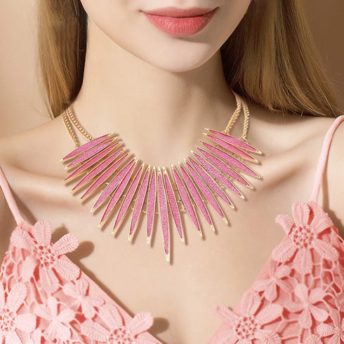 MOLOCH Sparkling Druzy Leaf Choker Necklace Fashion Gold-Tone Collar Necklace Bib Statement Chunky Tribal Necklace Woman Jewelry...