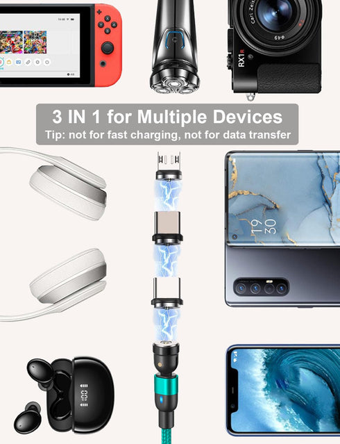 Magnetic Charging Cable (4Pack, 3.3ft/3.3ft/6.6ft/6.6ft)/360°&180° Rotating Magnetic USB C Charging Cable with LED/Magnetic Charger Cable/Magnetic...
