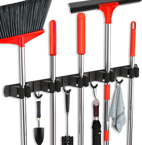 Mop and Broom Holder Wall Mount, Upgraded Broom Hanger Wall Mount, Stainless Steel Broom Organizer for Closet Garage Laundry Room Kitchen Wall Dec...