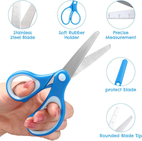 6 Inch Left/Right Handed Kids Scissors, Safety Blunt Tip Toddler Scissors Stainless Steel Blade Scissors with Cover for Children Teacher School Cr...