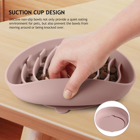 Coomazy Silicone Slow Feeder Dog Cat Bowls, Interactive Puzzle Toy for Pets Food Training, Keeps Dogs Cats Busy, Prevents Puppy Kitty Overeating (...